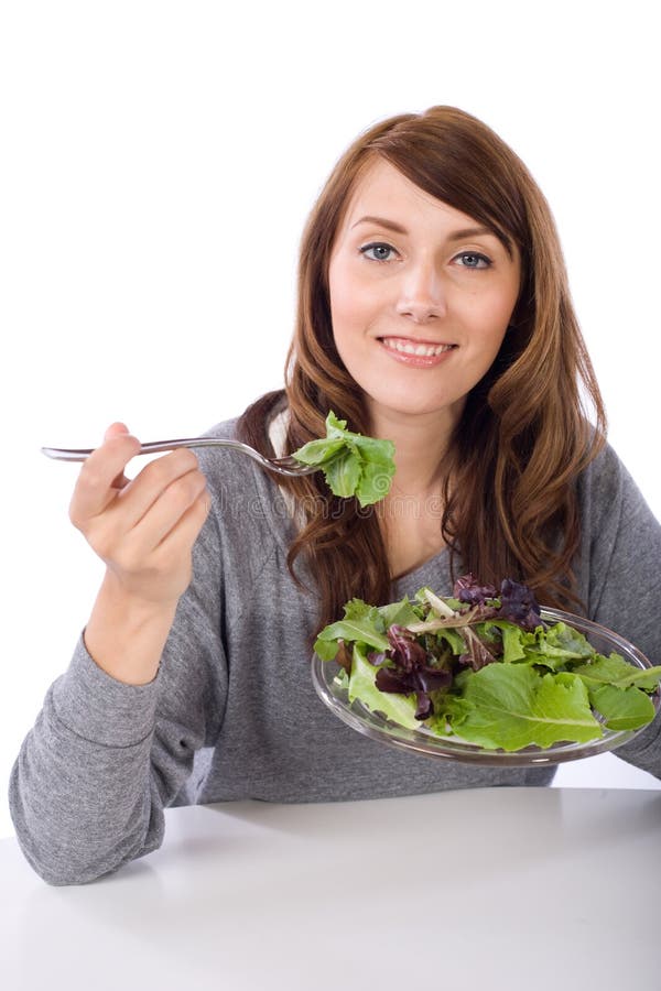 Woman eating a salad