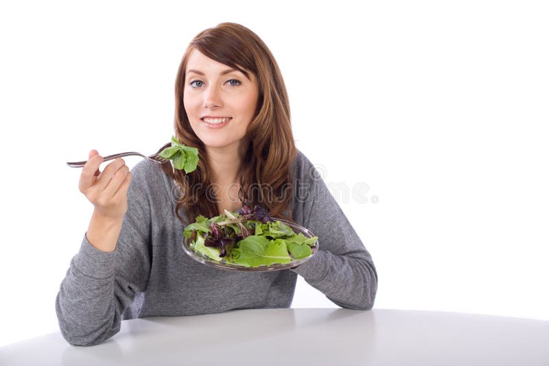 Woman eating a salad