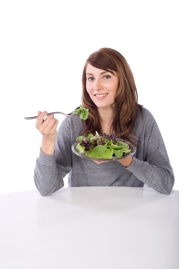 Woman eating a salad