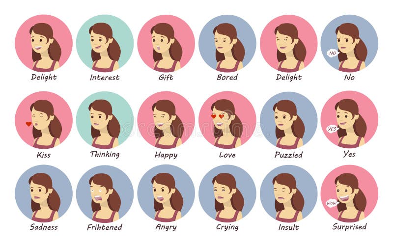 Woman emotions set. vector illustration Woman emotions set. vector illustration