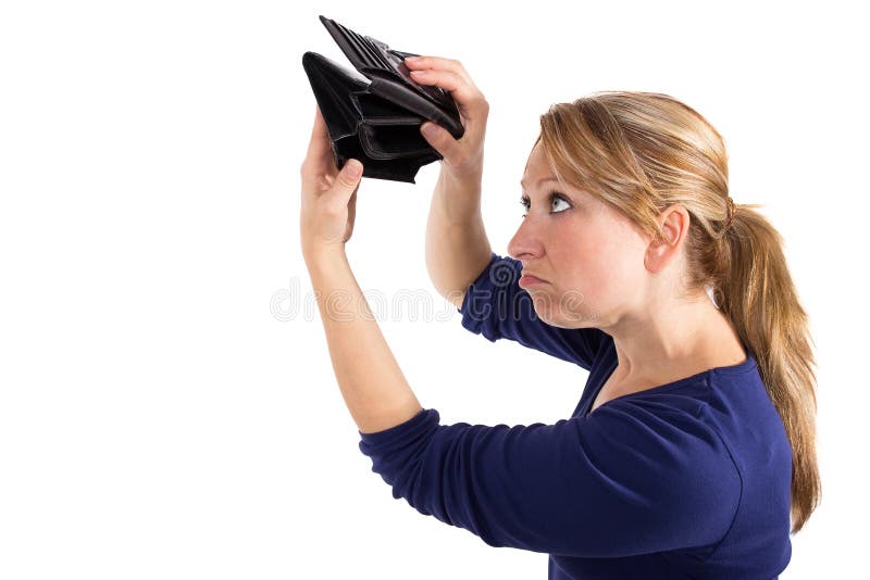 Woman with an empty purse stock image. Image of financial 35877591
