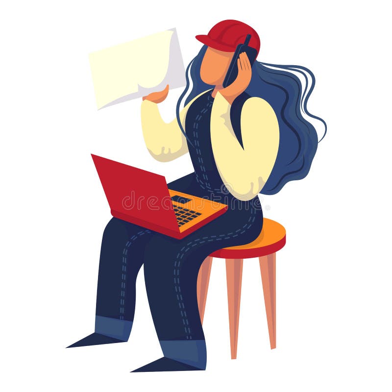 Woman Engineer Icon, Cartoon Style Stock Vector - Illustration of adult,  male: 155040898