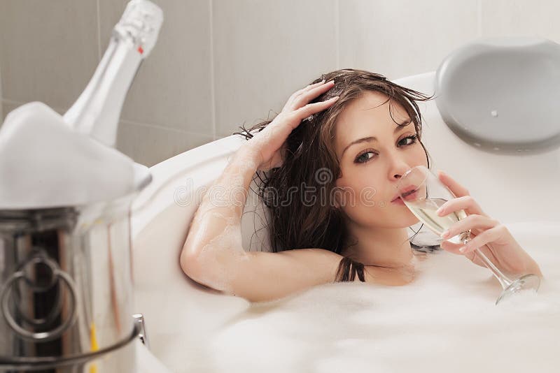 Woman is enjoying a bath