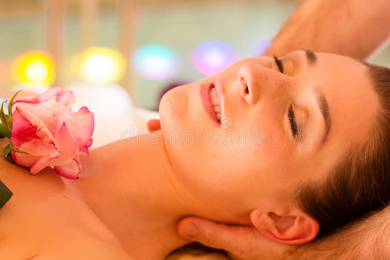 Woman Enjoying Head Massage in a Spa Stock Photo Image of hands