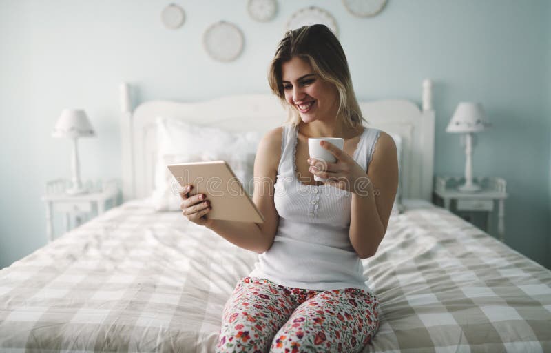 Woman Enjoying Morning Coffee Stock Image Image Of Girl Pretty