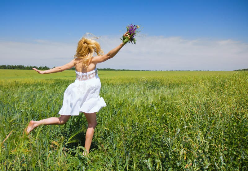 Woman enjoying in the nature and fresh air.