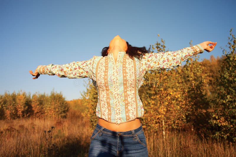 Woman enjoying nature.