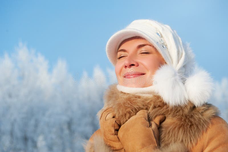 Woman enjoying winter day