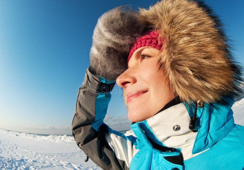 Woman enjoying winter day