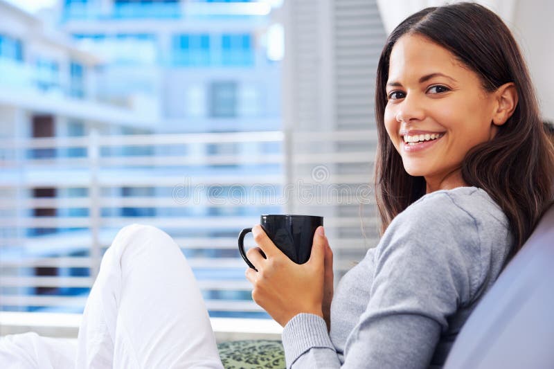 Fresh coffee woman stock photography