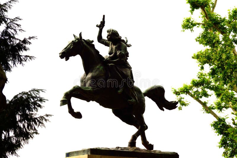 Woman equestrian statue Rome Italy