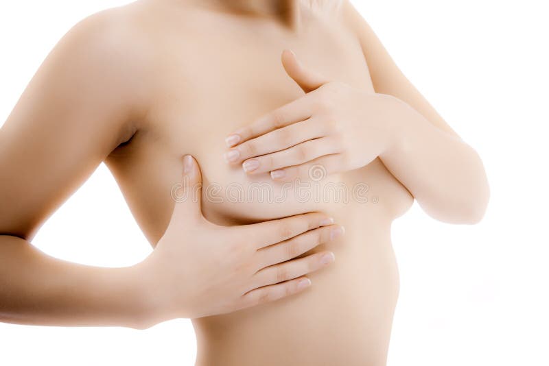 Woman examining her breast stock image. Image of horizontal - 20880777
