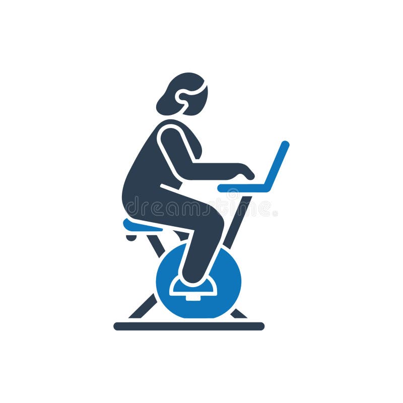 Woman Exercising on Bike Icon stock illustration
