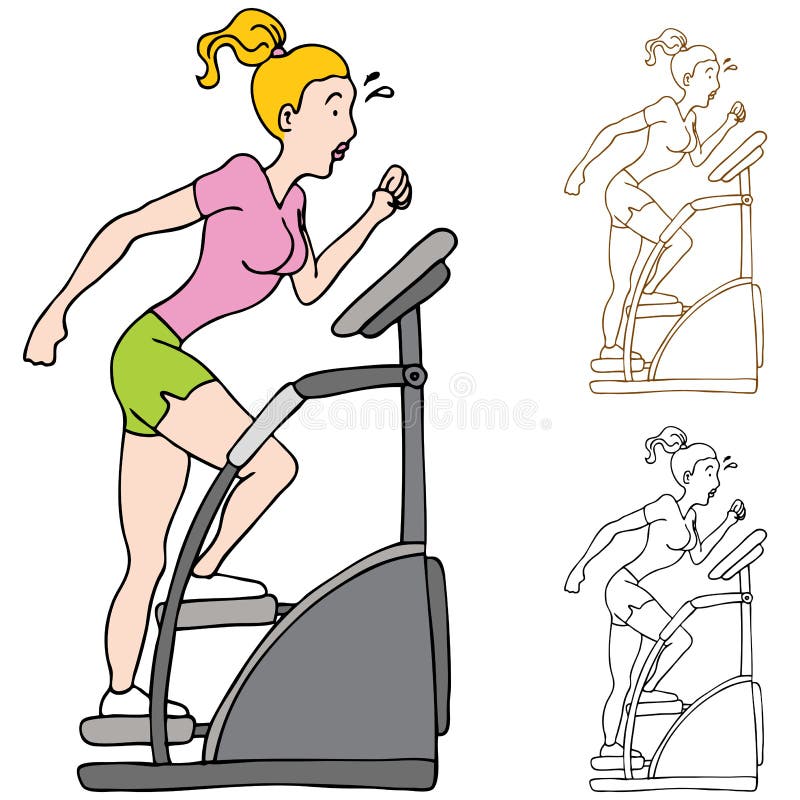 Woman Exercising on Stairclimber Machine vector illustration