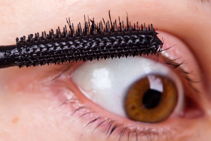 Woman Eye with Mascara Brush Stock Image Image of health, cheerful