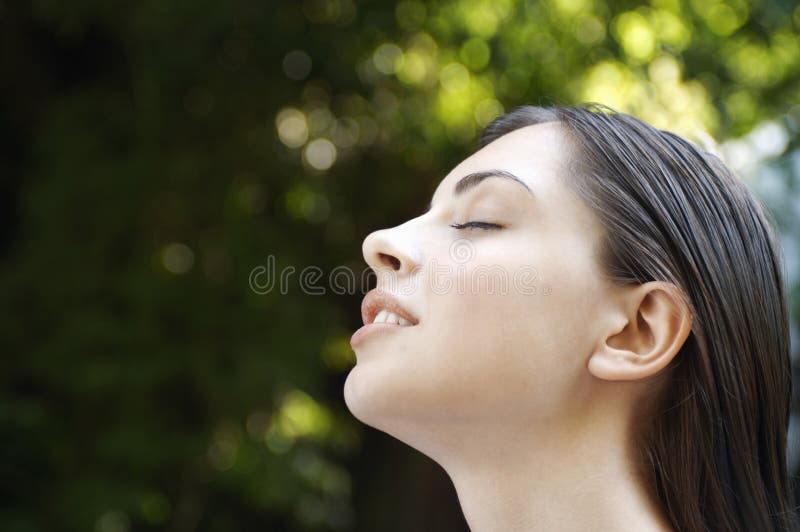 Woman With Eyes Closed In Park Stock Images Image 31833434