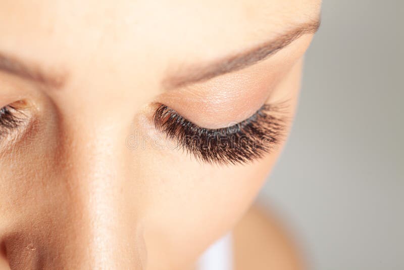 Woman Eyes with Long Eyelashes. Eyelash Extension. Beautiful Lashes stock image