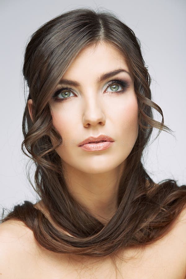 Woman Face Close Up Beauty Portrait. Girl with Long Hair Stock Photo ...