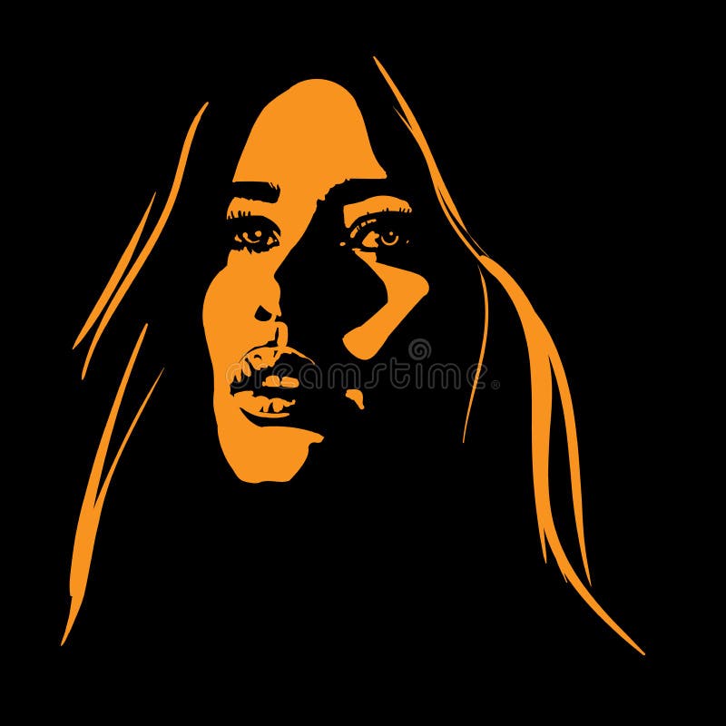Woman face in contrast light. Vector. vector illustration