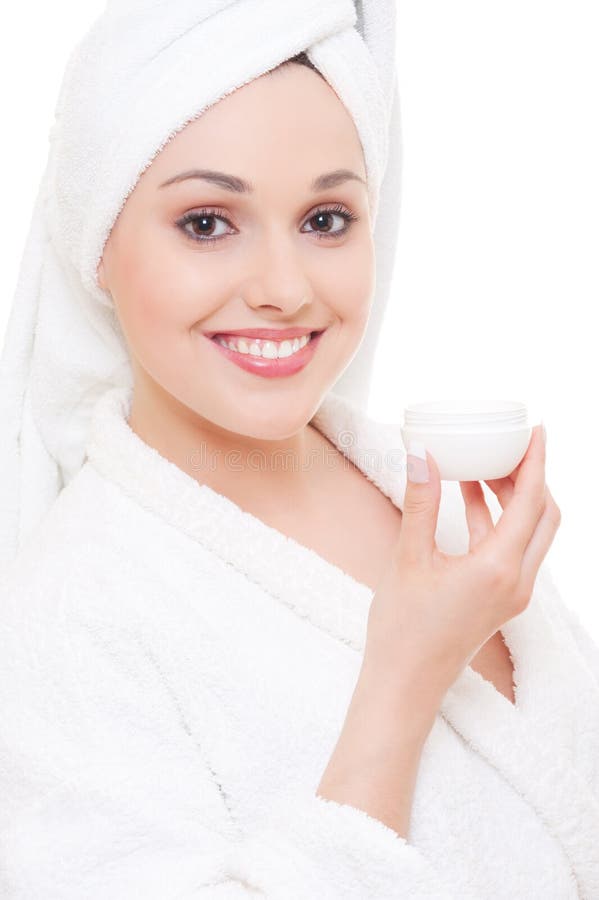 Woman with face cream stock image. Image of healthy, face 15123207