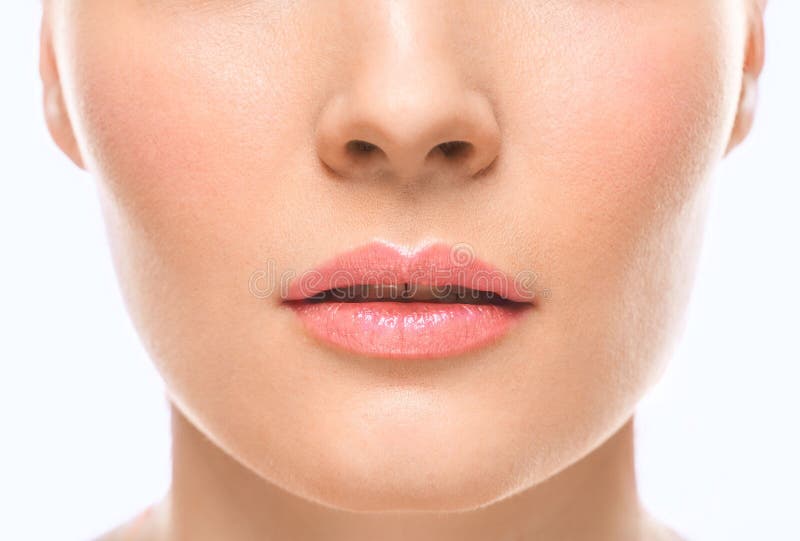 Woman Face Lips and Nose Studio White Background Stock Photo Image of