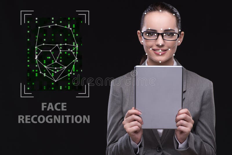 The woman in face recognition concept stock photography The woman in face recognition concept stock photography