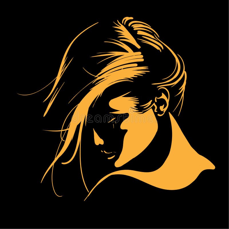 Woman Face Silhouette in Backlight. Low Key Stock Vector