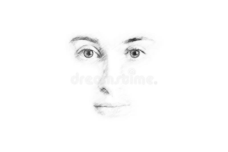 Woman Face Sketch On White