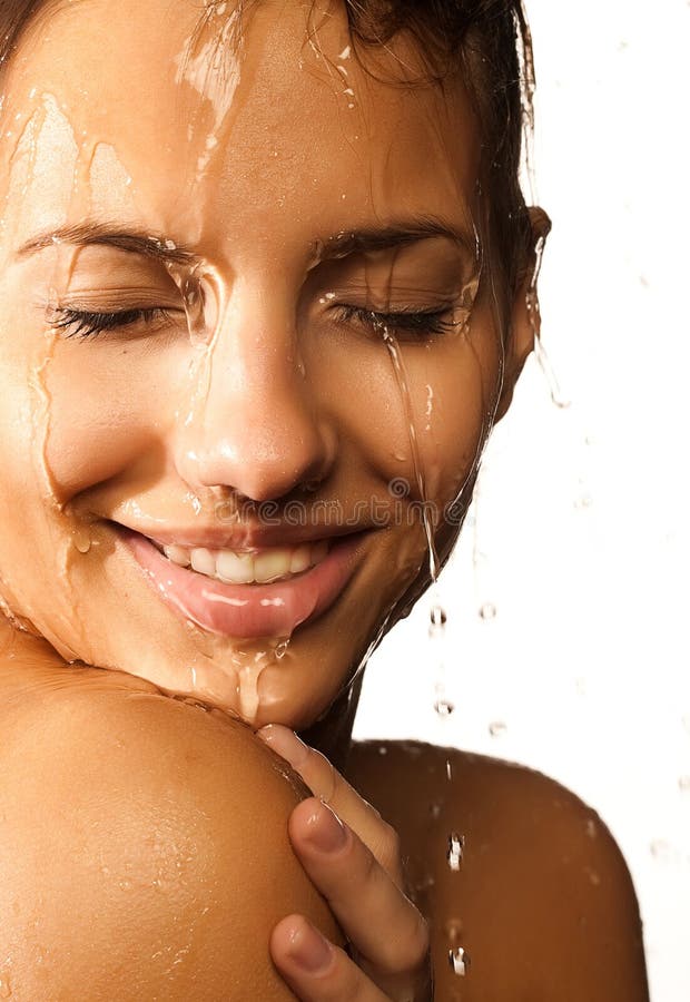 Woman face with water drop