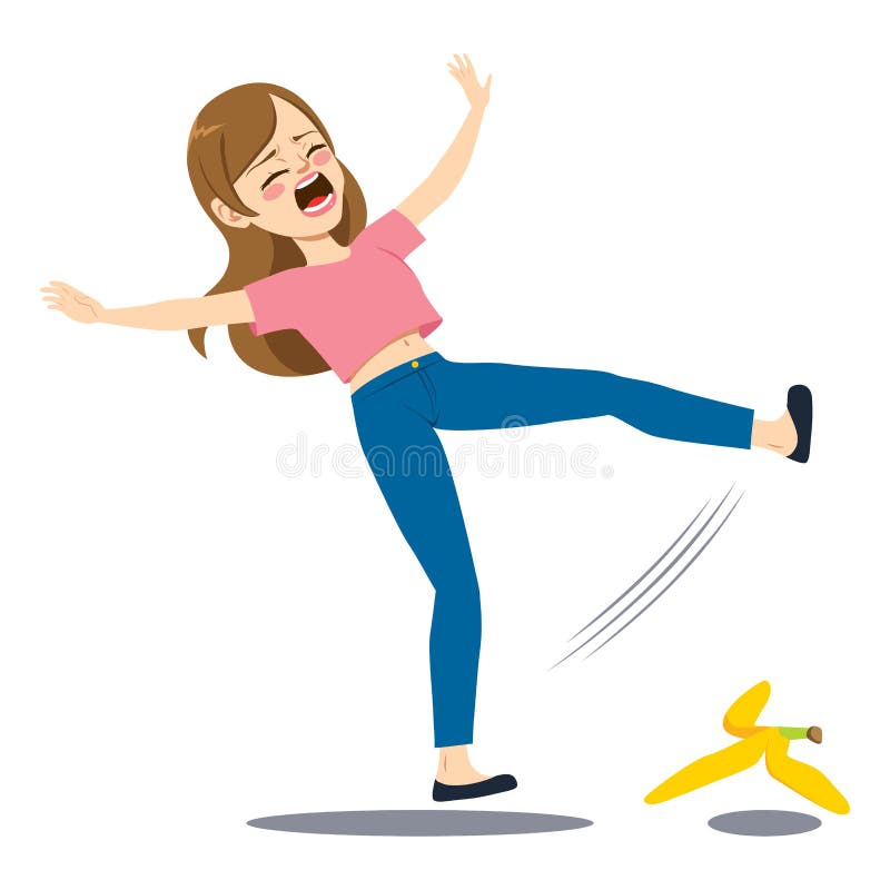 Woman Falling Banana Peel vector illustration Woman Falling Banana Peel vector illustration