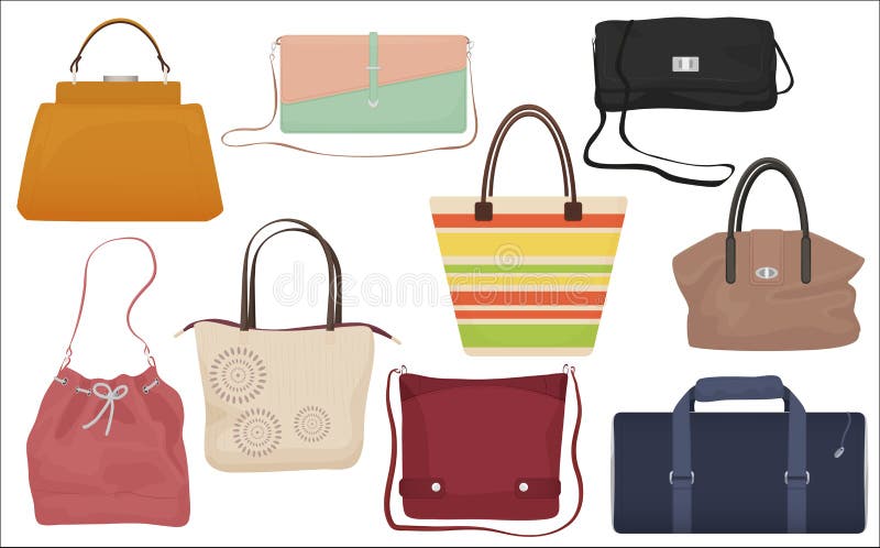 Female Bag Handbag Purse Fashion Woman Stock Vector - Illustration of ...