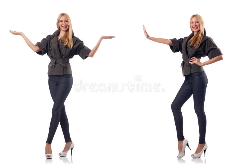 Woman in Fashion Clothing Isolated on White Stock Image - Image of ...