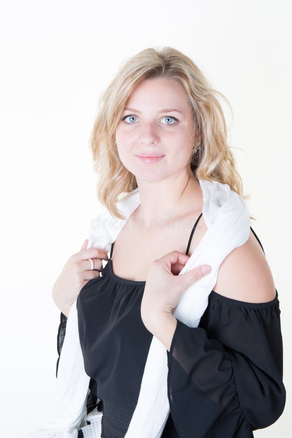 Woman Fashion Model with Blowing Curly Hair a Cute blonde Girl royalty free stock photos Woman Fashion Model with Blowing Curly Hair a Cute blonde Girl royalty free stock photos
