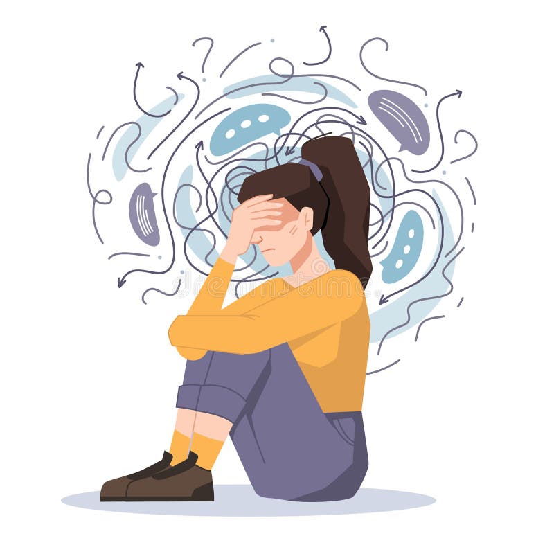 Woman Fears and Phobias, Anxiety and Despair, Pain Stock Vector