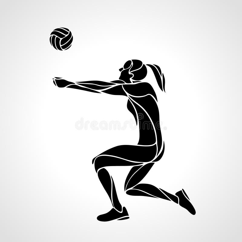 Silhouette Girl Playing Volleyball Stock Illustrations – 486 Silhouette ...