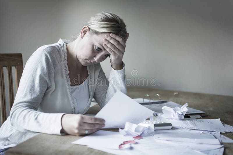 Woman in financial stress