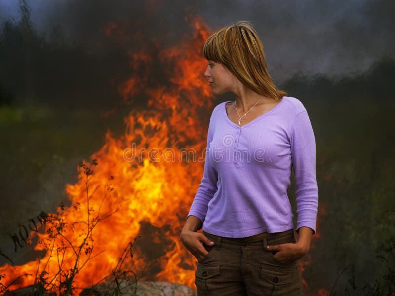 Woman in fire