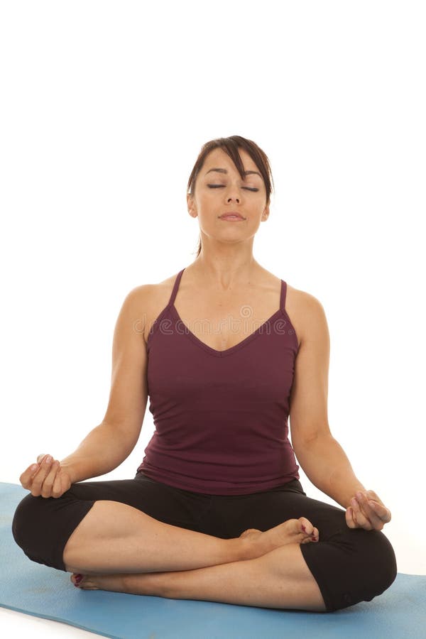 Woman fitness yoga meditate eyes closed