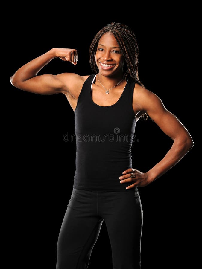 African American Woman Fitness Black Upper Body Side Stock Image - Image of  flexing, dark: 60558273
