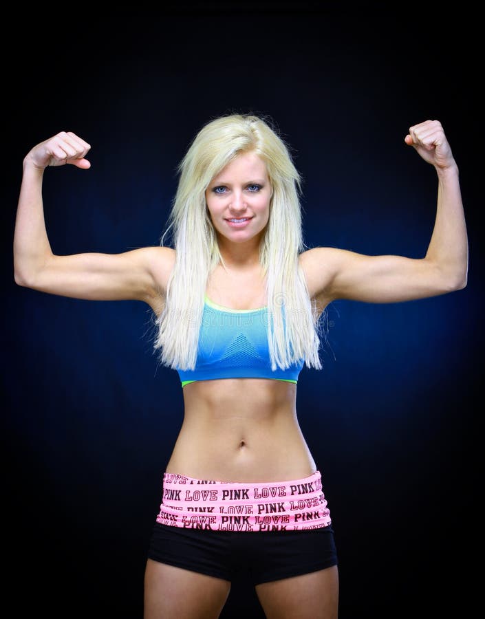 Woman flexing muscles