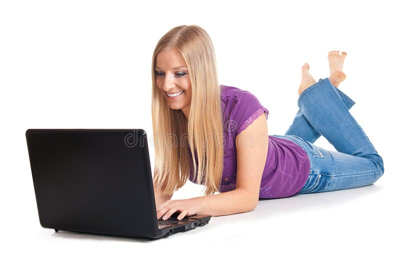 Woman on the floor with laptop