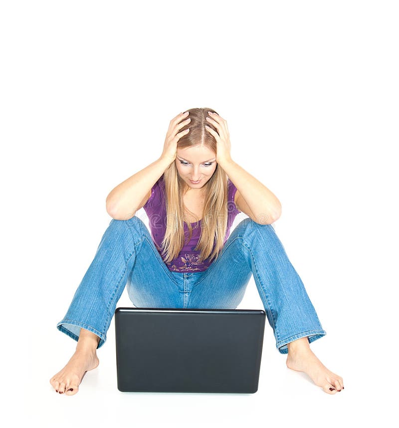 Woman on the floor with laptop