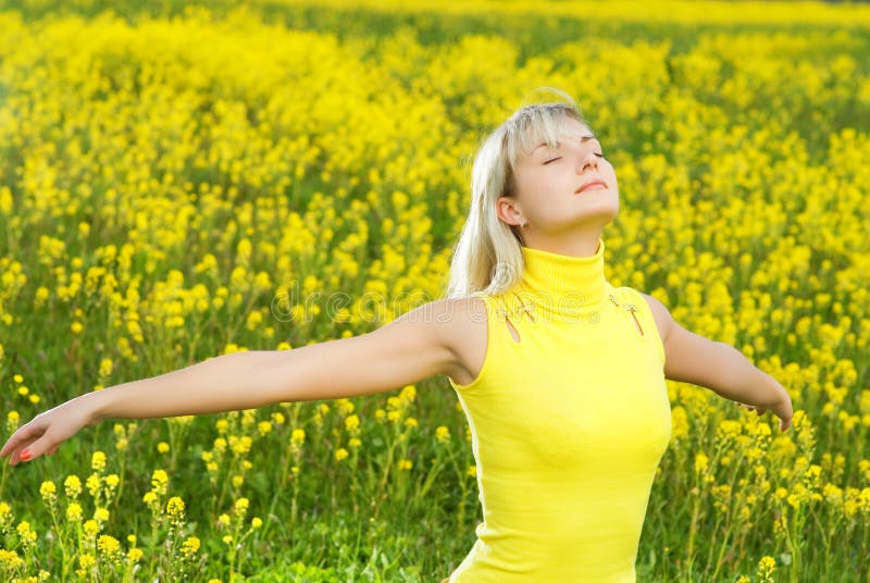 Woman in a flower field