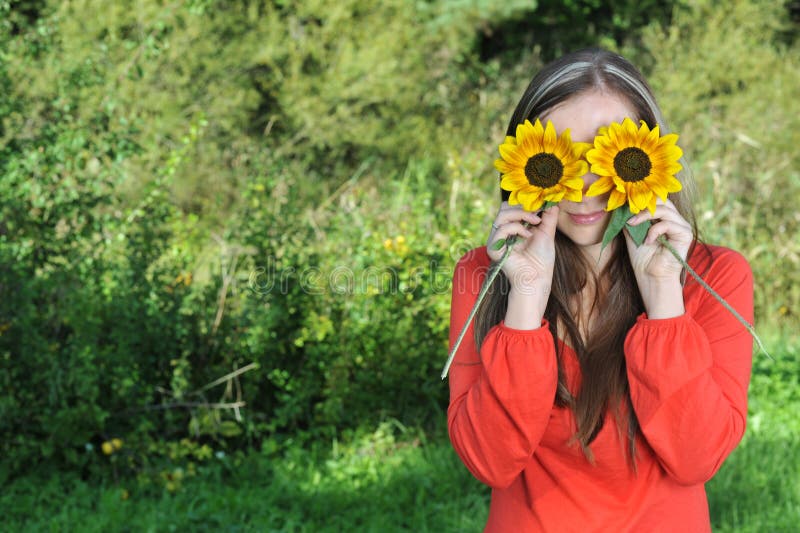 Woman with flowers