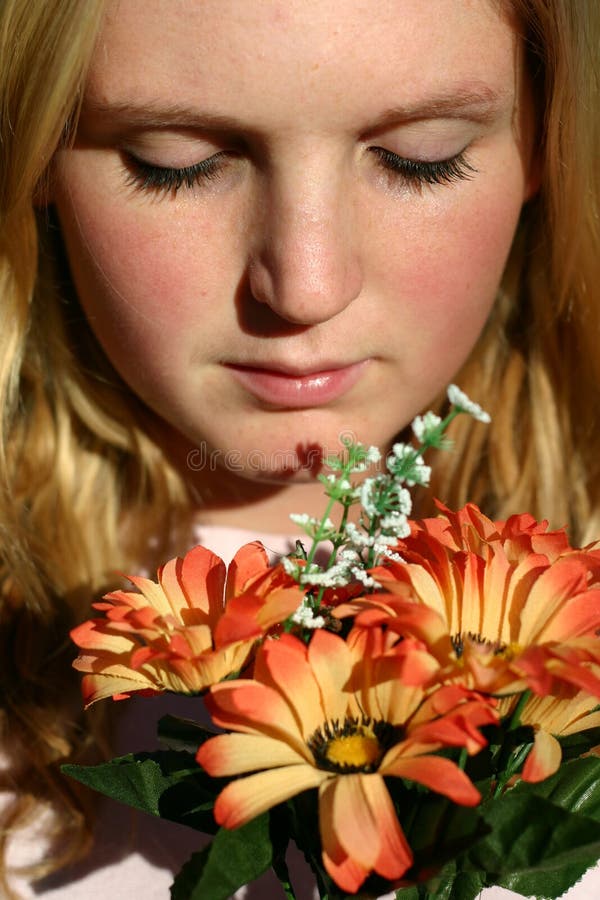 Woman with flowers