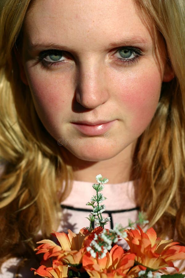 Woman with flowers