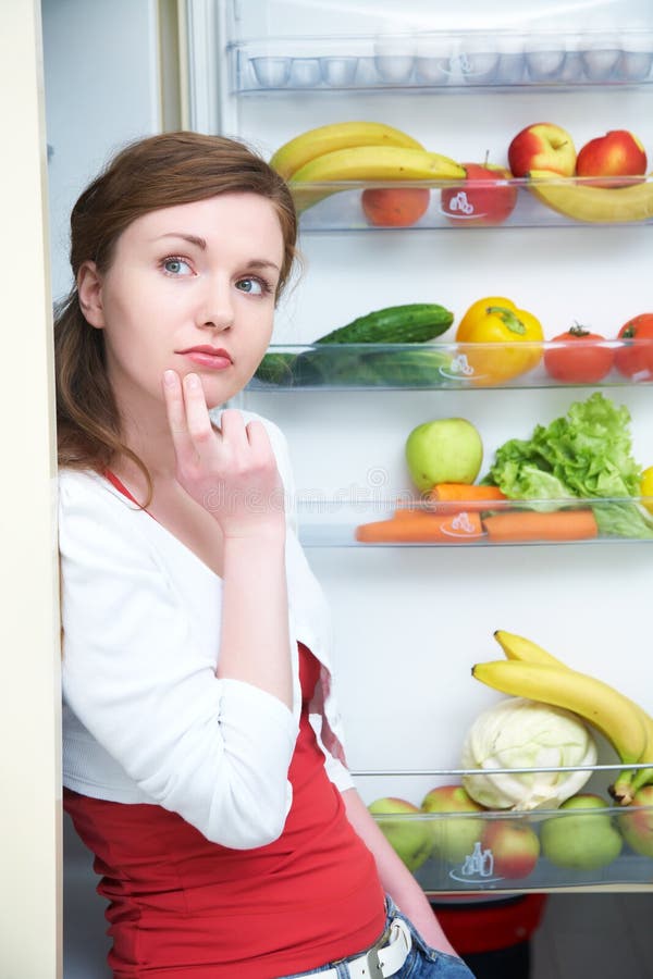 Fridge with food stock photo. Image of human, night, fridge 26308784