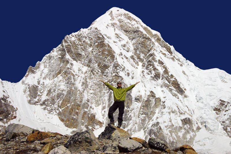 Woman in front of Mount Everest