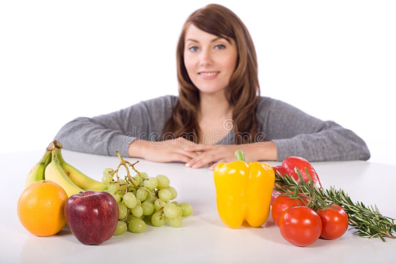 Woman fruit and vegetables