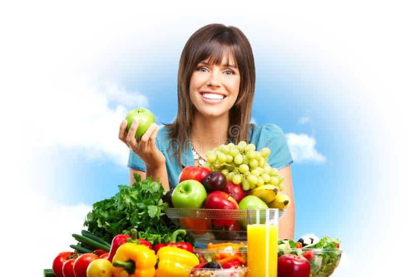 Woman, fruits, nature royalty free stock photo Woman, fruits, nature royalty free stock photo